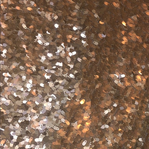 Ark & Co Matte Gold Feather Sequin Short Sleeve Mini Dress Size Small - Picture 6 of 6